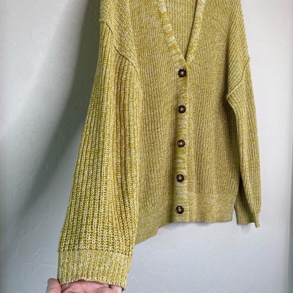 Urban Outfitters BDG Harper Yellow Marled Longline Button Up Cardigan Medium - Picture 2 of 11
